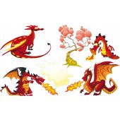 Wandsticker Drachen Set