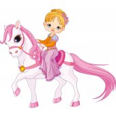 Wandsticker Pony mit kleinem Mädchen