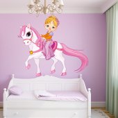 Wandsticker Pony mit kleinem Mädchen