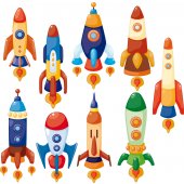 Wandsticker Rakete Set