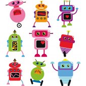 Wandsticker Roboter Set