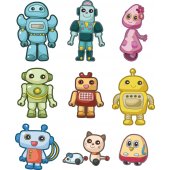 Wandsticker Roboter Set