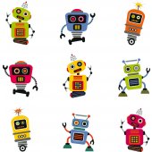 Wandsticker Roboter Set