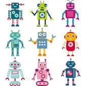 Wandsticker Roboter Set