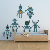 Wandsticker Roboter Set