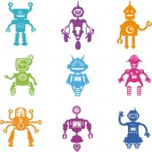 Wandsticker Roboter Set