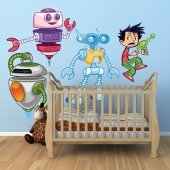 Wandsticker Roboter Set