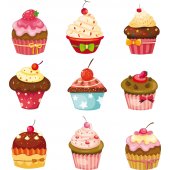 Wandtattoo Cupcake Set