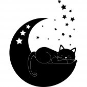 Wandtattoo Katze auf dem Mond