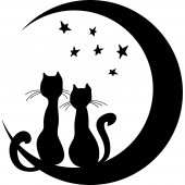 Wandtattoo Katzen auf dem Mond